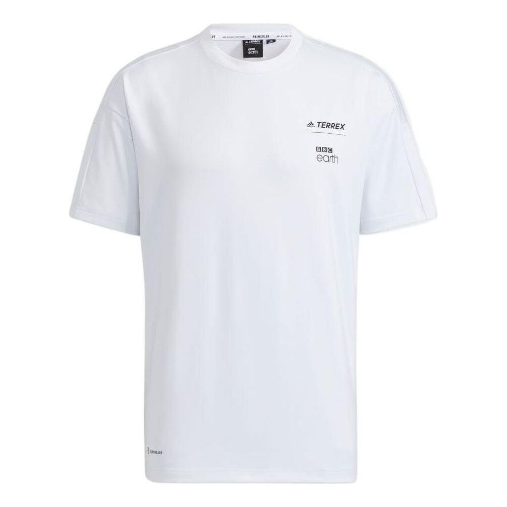 Men's adidas Alphabet Printing Round Neck Pullover Short Sleeve White T-Shirt HE5233