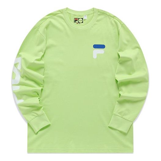 FILA FUSION Logo Printing Knit Loose Sports Round Neck Long Sleeves Couple Style Green T11U156204F-LG