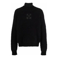 Men's Off-White FW22 Solid Color Logo Printing High Collar Wool Sweater Version Black OMHA130F21KNI00110101010