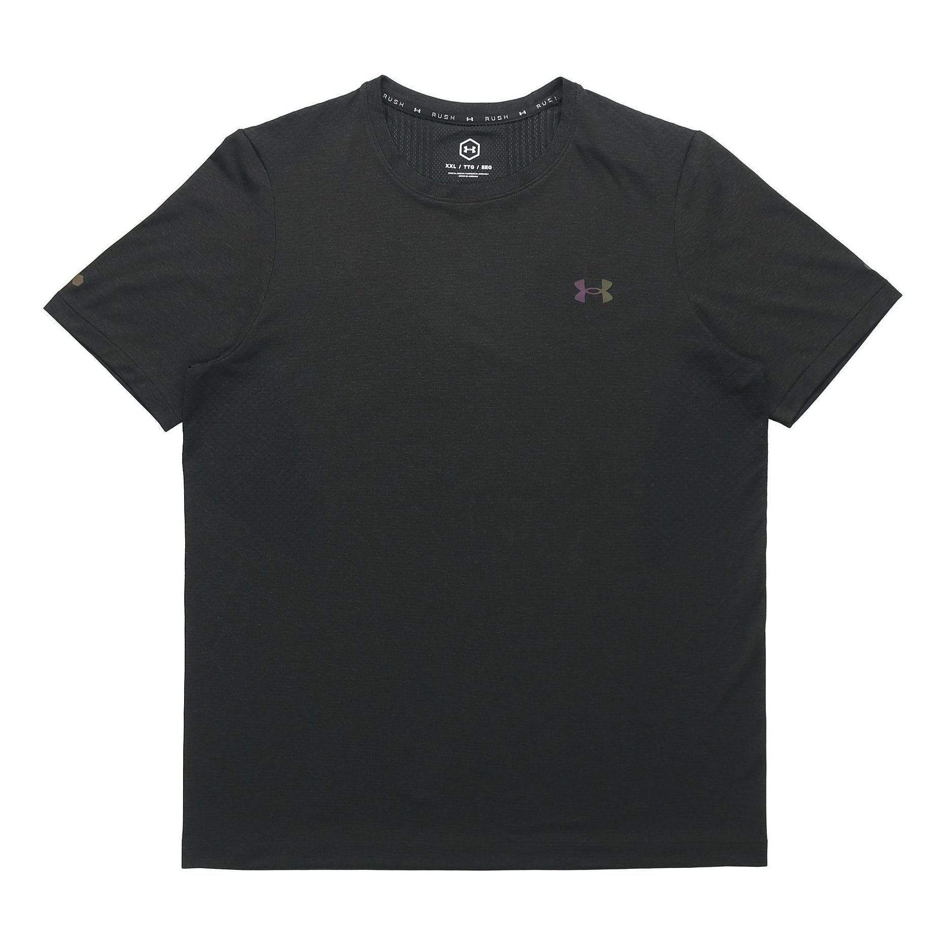 Men's Under Armour Rush Seamless Casual Sports Breathable Short Sleeve Black 1361130-001