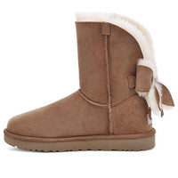 (WMNS) UGG Classic Short Cuffed Bow Fleece Lined Brown 1112501-CHE
