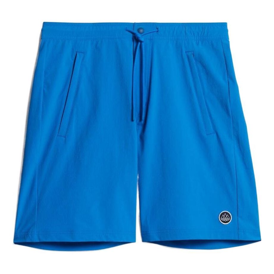 Men's adidas Solid Color Label Straight Shorts Japanese Version Blue GT1816