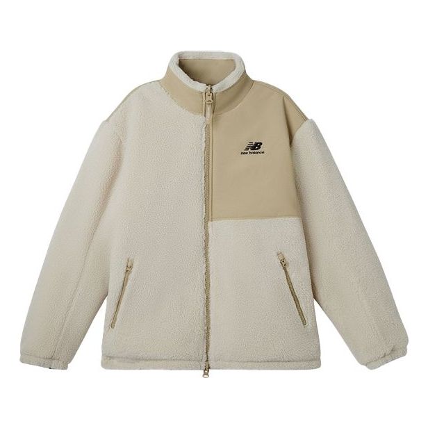 New Balance x JHI Crossover Stay Warm Splicing lambAsia Sizing 's wool Reversible Stand Collar Jacket Couple Style Khaki NQA89013-IV