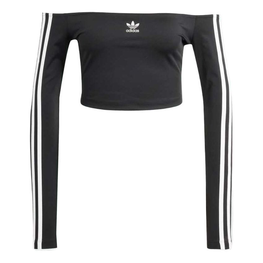 (WMNS) adidas Adicolor Off Shoulder Long Sleeve Long-Sleeve Top Asia Sizing 'Black' JD0274