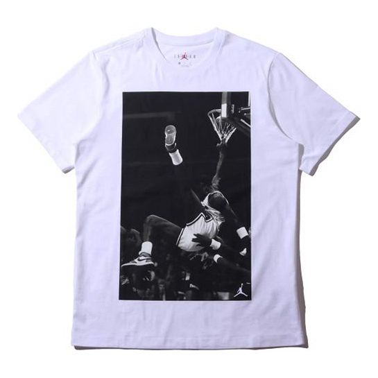 Air Jordan Hangtime Photo Printing Short Sleeve White AQ3709-100