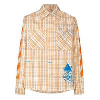 Off-White Logo Printing Plaid Long Sleeves Shirt Yellow OMGA098G20FAB0011720