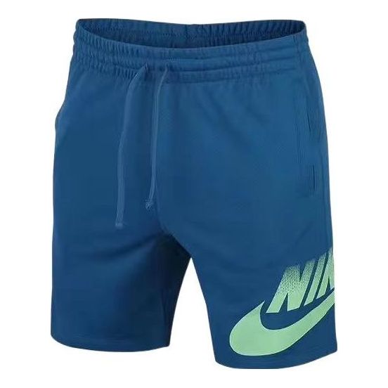 Men's Nike Solid Color Logo Printing Lacing Straight Shorts Blue 829532-457
