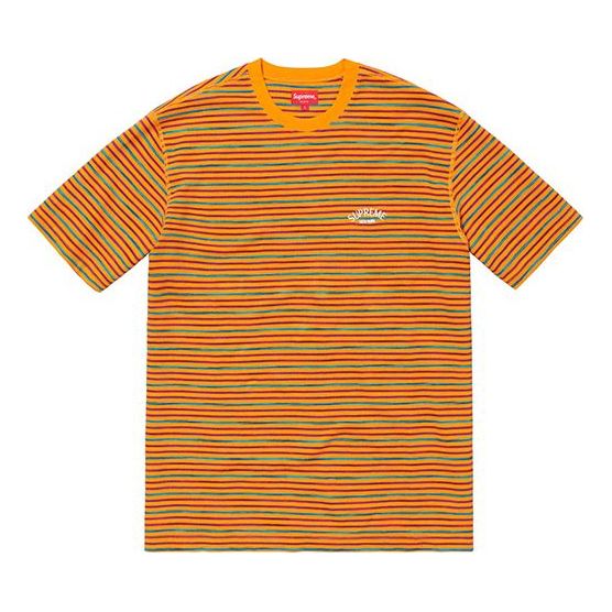 Supreme SS19 Stripe Thermal S/S Top Round Neck Short Sleeve Orange SUP-SS19-10383