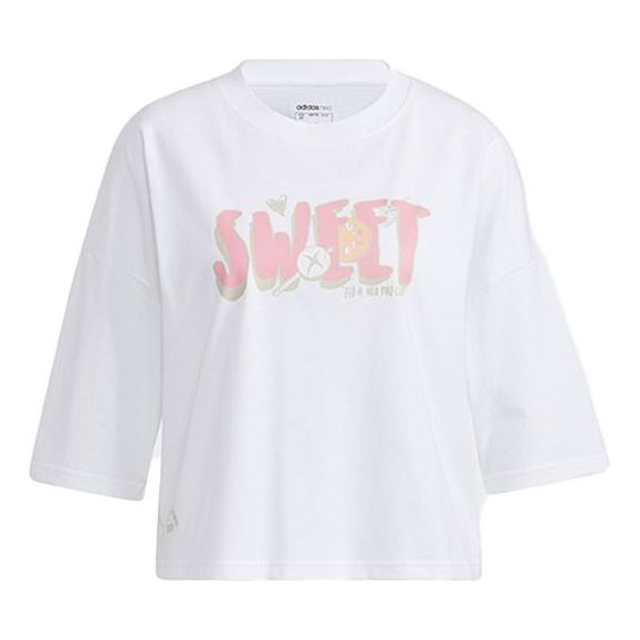 (WMNS) adidas neo May Love Printing Round-neck White HB6871