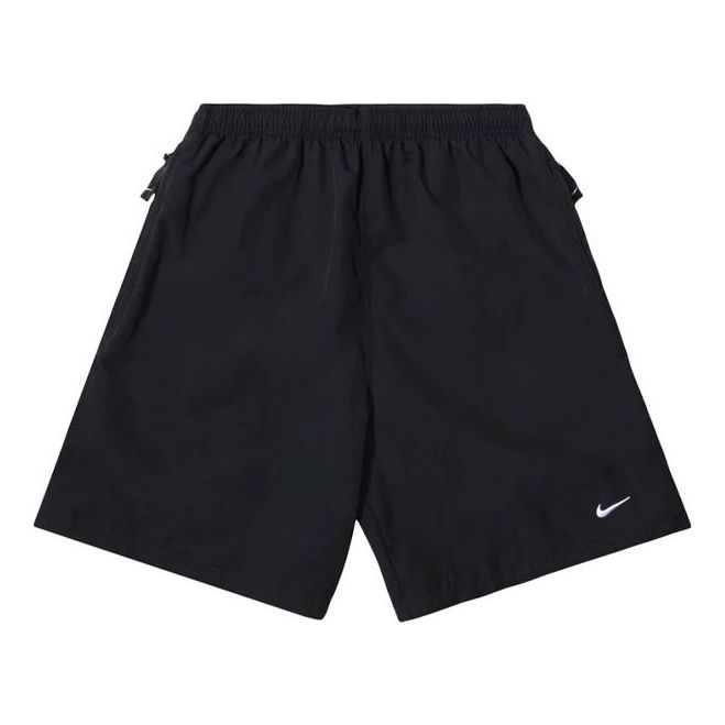 Nike Swoosh Logo Embroidered Solid Color Loose Shorts Black DM4400-010