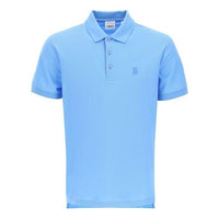 Men's Burberry SS21 Logo Embroidered Short Sleeve Polo Shirt Sky Blue 80393130