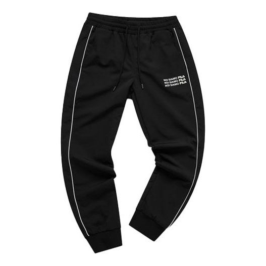 FILA FUSION Alphabet Printing Sports Woven Bundle Feet Long Pants Black T11W111801F-BK