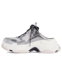 (WMNS) Balenciaga Triple S Mules 'Silver' 755686W2FWM8191