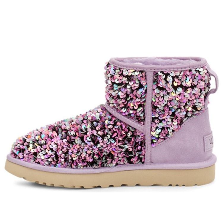 (WMNS) UGG Classic Mini Stellar Sequin Snow Boots Purple 1112515-LFST