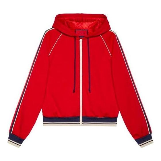 Gucci GG Web Piping Hooded Zip-Up Jacket 'Red' 66233-XJDEM-6863