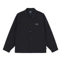 Stussy Smooth Stock Coach Jacket Logo Solid Color Unisex Black 115594