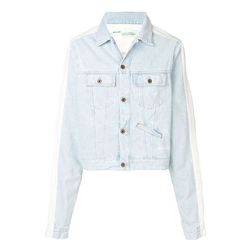 Off-White Splicing Sleeve Denim Jacket Washed White OMYE026S193860017100