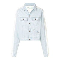 Off-White Splicing Sleeve Denim Jacket Washed White OMYE026S193860017100