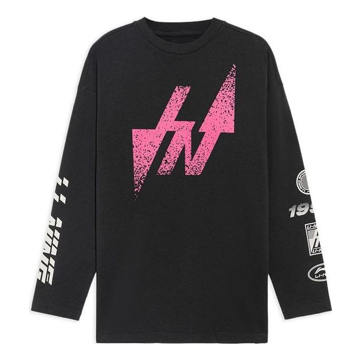 Li-Ning Graphic Long Sleeve T-shirt 'Black Pink' AHSS123-1
