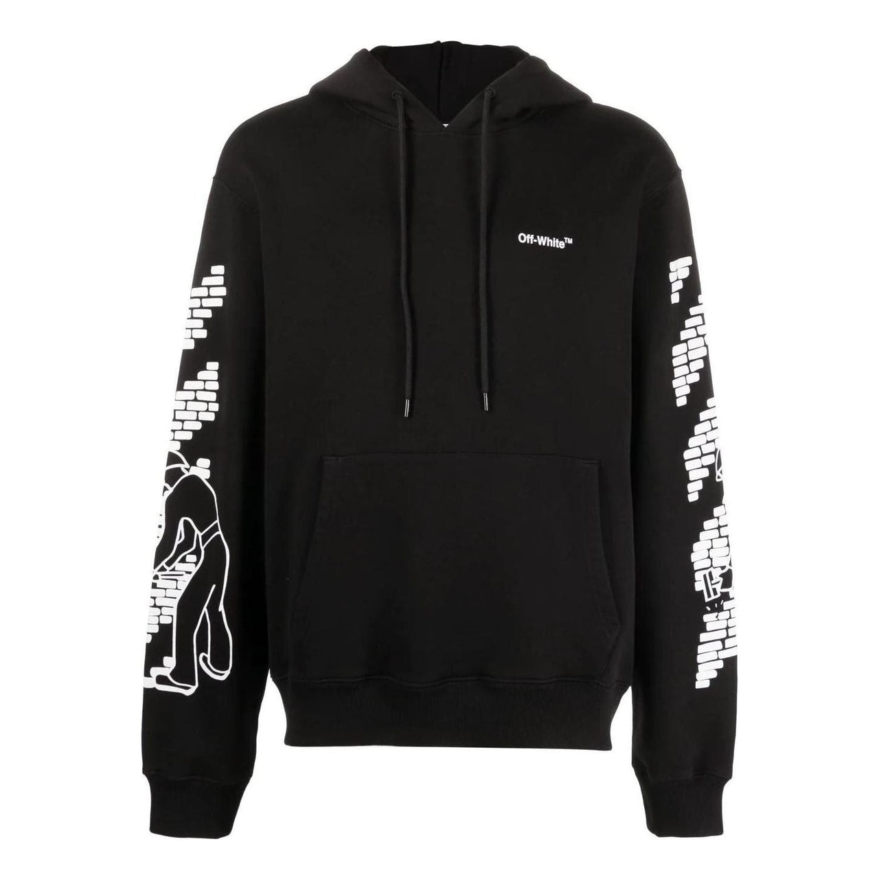 Off-White FW22 Logo Printing Drawstring hooded Long Sleeves Version Black OMBB097F22FLE0071001