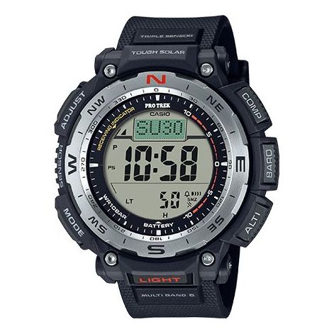 Men's CASIO PRO TREK Series Fashion Sports Waterproof Solar Powered Black Watch Mens PRW-3400-1PR