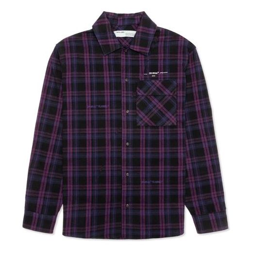 Off-White SS20 Small Stamp Checked Shirt For Men Purple/Black OMGA098R20G710212901