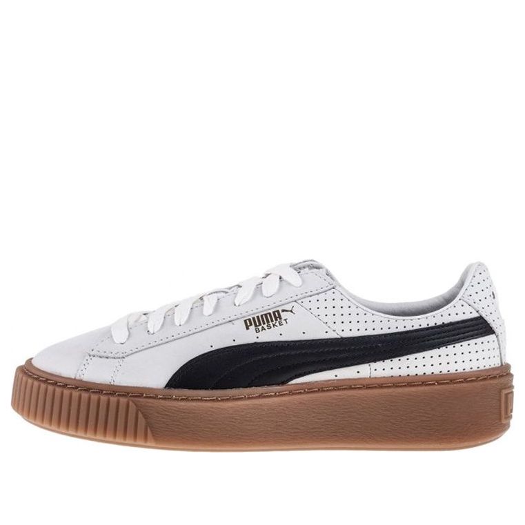 (WMNS) PUMA Basket Platform Perf Gum 'White Brown' 366807-01