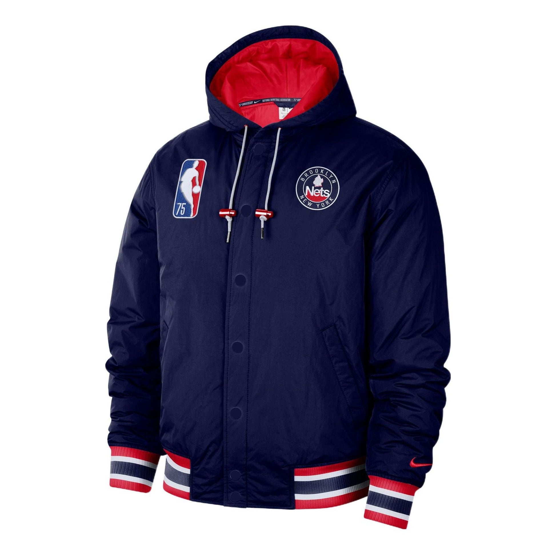 Nike NBA Brooklyn Nets Logo Stripe single breasted Casual Sports Hooded Jacket Blue DB1981-492