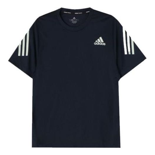 Men's adidas Stripe Alphabet Logo Printing Round Neck Short Sleeve Japanese Version Black T-Shirt HD3567
