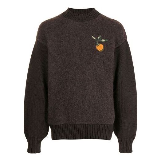 Off-White SS21 Round Neck Embroidered Brown OMHE057F20KNI0016018