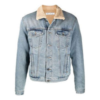 Off-White FW21 Stay Warm Washed Denim Jacket Ordinary Version Blue OMYE074F21DEN0024101