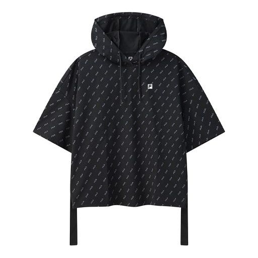 (WMNS) FILA Logo Full Print Sports hooded Short Sleeve Black A11W121119F-BK