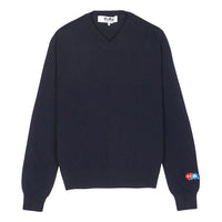 COMME des GARCONS PLAY FW25 x Invader Double Pixel Heart Knitwear 'Navy' AZ-N086-051-2