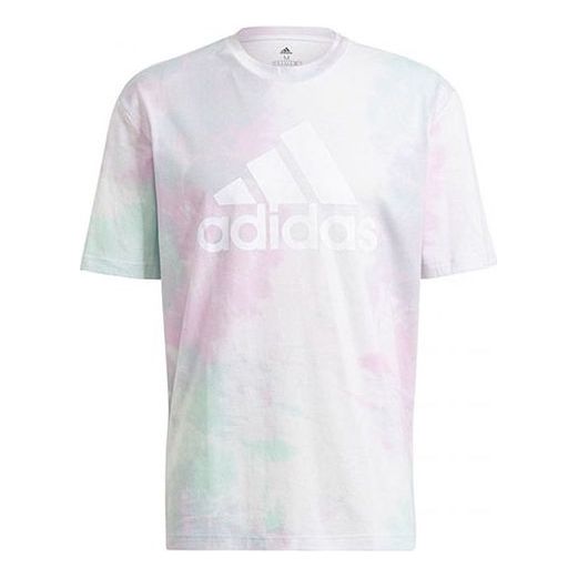 adidas Training Sports Tie Dye Printing Round Neck Short Sleeve Purple GK9613