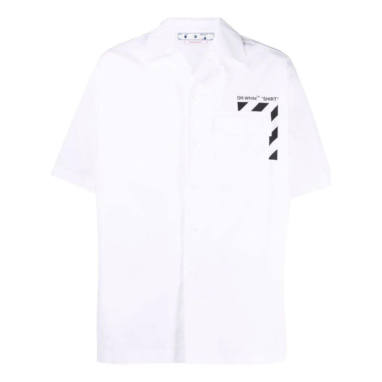 Off-White Printing Solid Color Short Sleeve Shirt White OMGA226C99FAB0020110