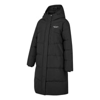 (WMNS) Skechers BASIC Logo Printed Long Down Jacket 'Black' P423W126-0018