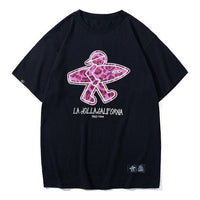PJs Vigor Surf Leopard print Embroidered Cotton Short Sleeve Unisex Black 20SSTS1015-P