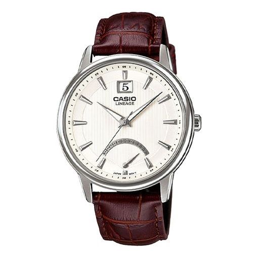 Casio Lineage Analog Leather Strap Watch 'Brown Silver White' LIN-202L-7AV