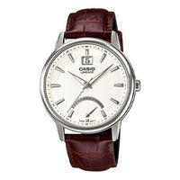 Casio Lineage Analog Leather Strap Watch 'Brown Silver White' LIN-202L-7AV