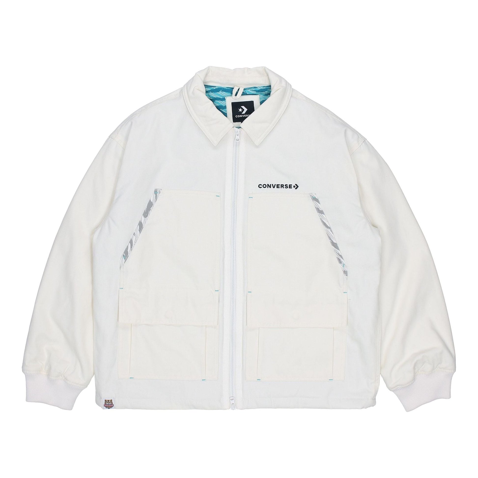 Converse New Year Series Logo Printing Lapel Sports Jacket Creamy White 10024149-A01