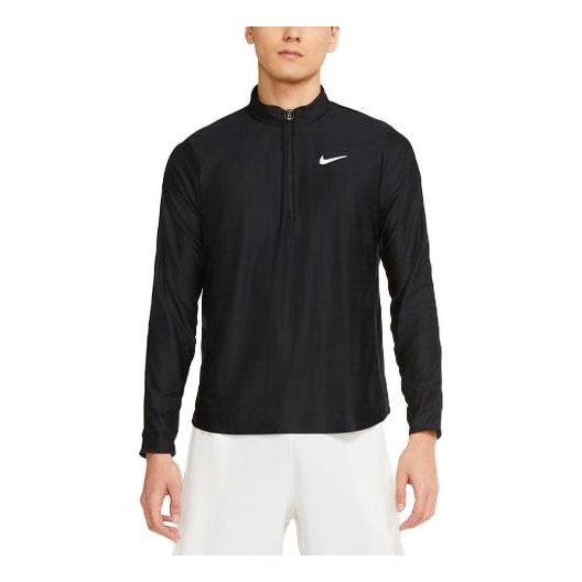 Nike Dri-fit Advantage Casual Sports Logo Pattern Tennis Long Sleeves Black CV2868-010