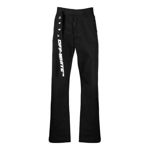 Off-White SS21 Logo Pattern Belt Casual Long Pants Version Black OMCG025S21FAB0011001