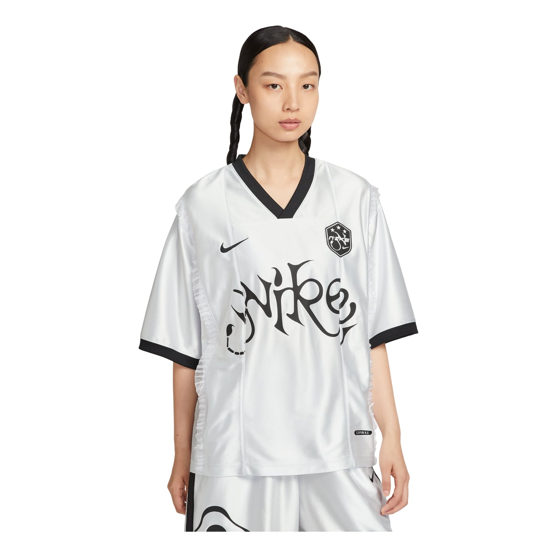 (WMNS) Nike Short-Sleeved Patterned Knit Jersey Relaxed Fit 'Metallic Silver' II1939-095