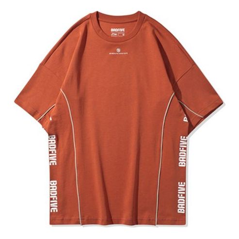 Li-Ning BADFIVE Basketball Series Alphabet Logo Printing Round Neck Short Sleeve Red AHSQ116-2