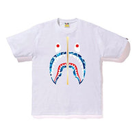 BAPE ABC SHARK TEE Blue Camouflage Short Sleeve Unisex White BAPE19SS-010