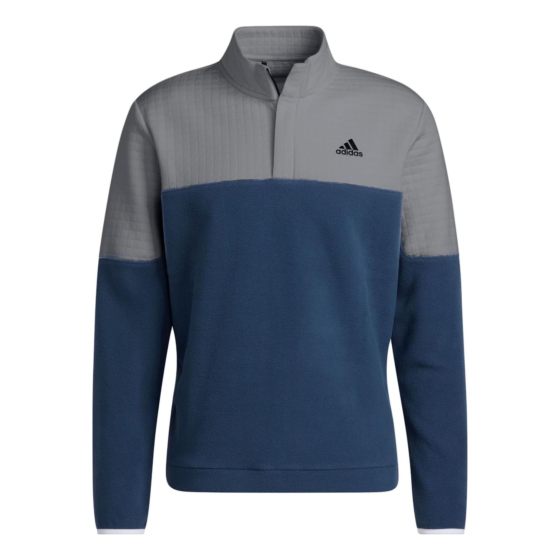 Men's adidas Colorblock Half Zipper Stand Collar Logo Embroidered Pullover Long Sleeves Blue HF6528