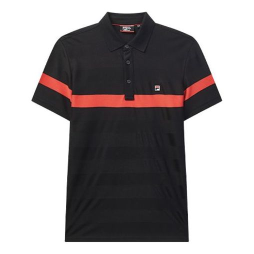 FILA Logo Printing Contrasting Colors Sports Short Sleeve Polo Shirt Navy Blue F11M021108F-NV