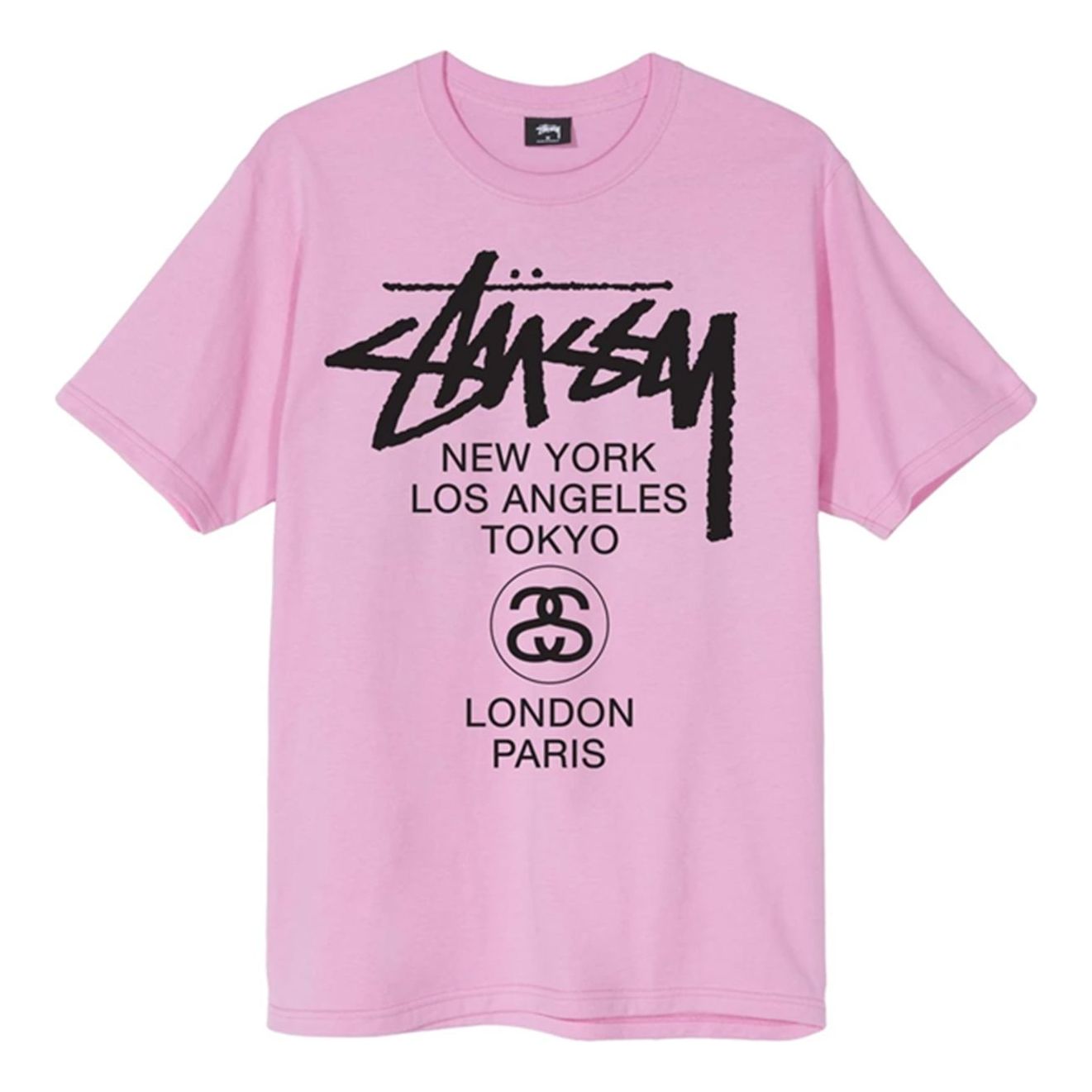 Stussy World Tour Tee Classic Short Sleeve Unisex Pink 3903514