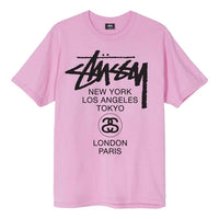 Stussy World Tour Tee Classic Short Sleeve Unisex Pink 3903514