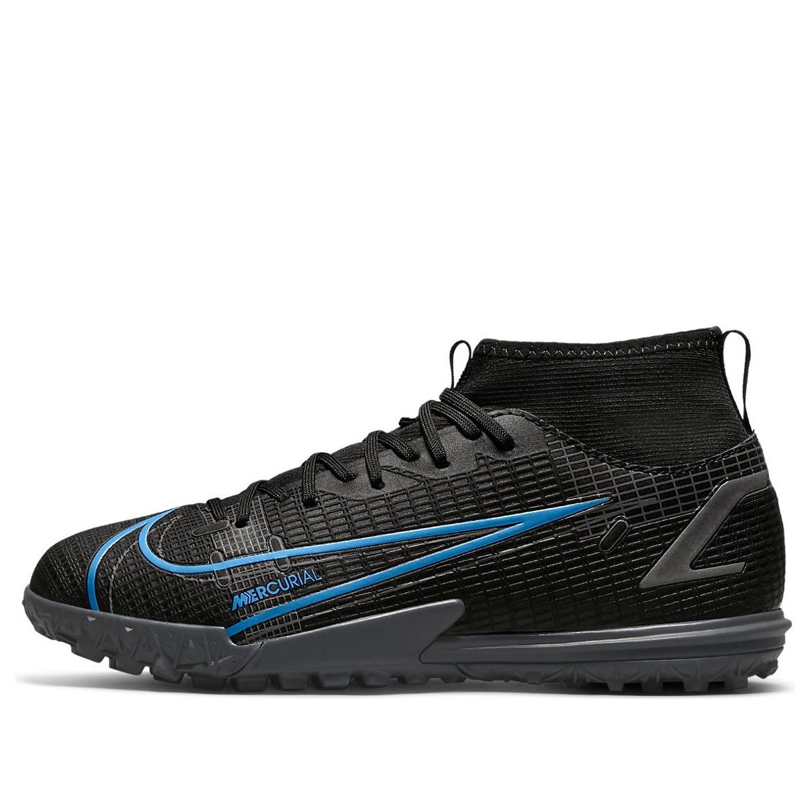 (GS) Nike Jr Mercurial Superfly 8 Academy TF Turf Soccer Shoes 'Black Blue' CV0789-004